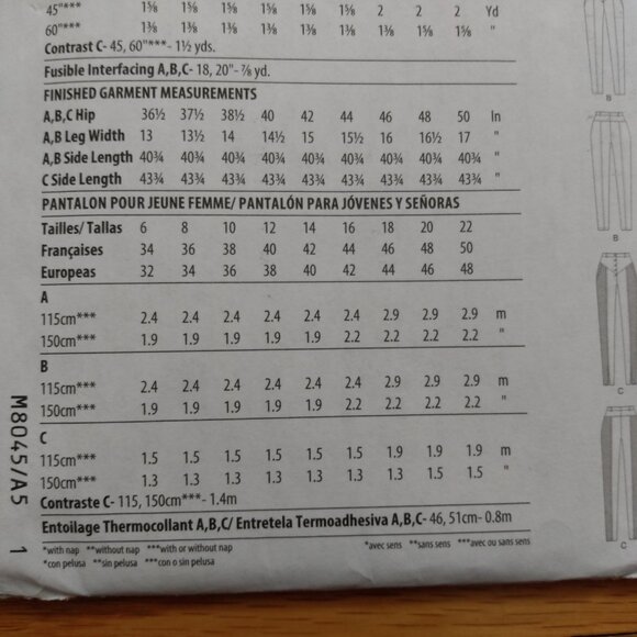 Jeans Pants Sewing Pattern Yoked Button Fly Front Size 6-14 UNCUT McCall's 8045 - Picture 8 of 10